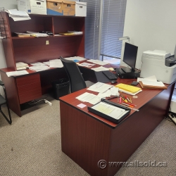 Mahogany U/C Suite Desk w/ Dual Storage, Overhead 108" x 72"
